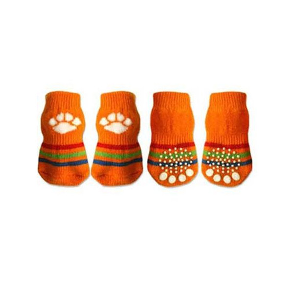 RIBECAN Calcetines Naranja Huella Perro para Perro