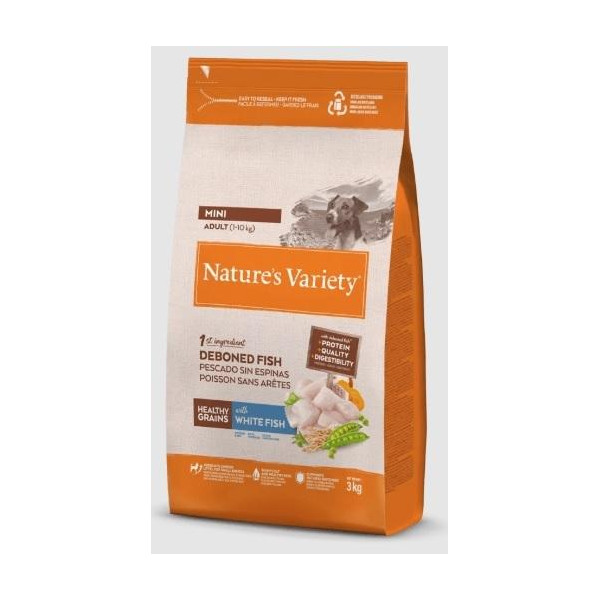 NATURE S VARIETY Healthy Grain Mini Pescado Blanco para Perro